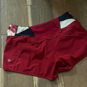 lululemon athletica Red and Navy Women's Athletic Shorts
